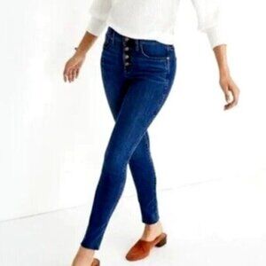 Madewell Button Fly Jeans Size 32 36X27 High Rise Skinny Raw Frayed Hem M2236